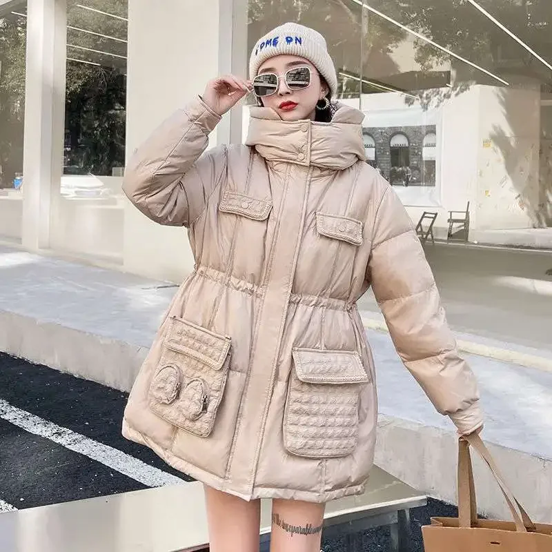 2024 New Women Down Jacket Winter Coat Female Mid Length Version Parkas Thick Warm Outwear Fashion Hooded Versatile Overcoat