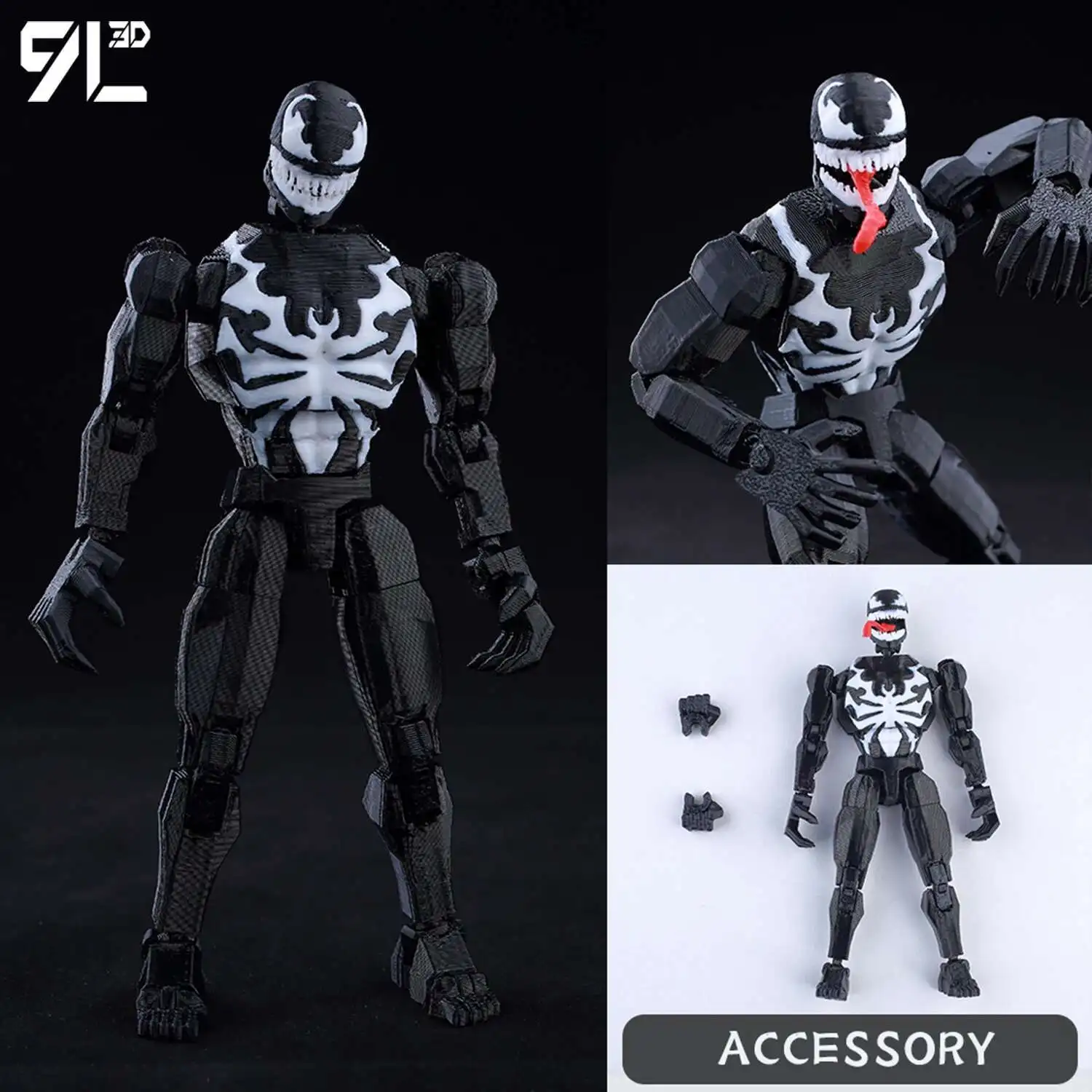 9L3D Printed Anime Characters Lucky Dummy 13 Action Figures Venom