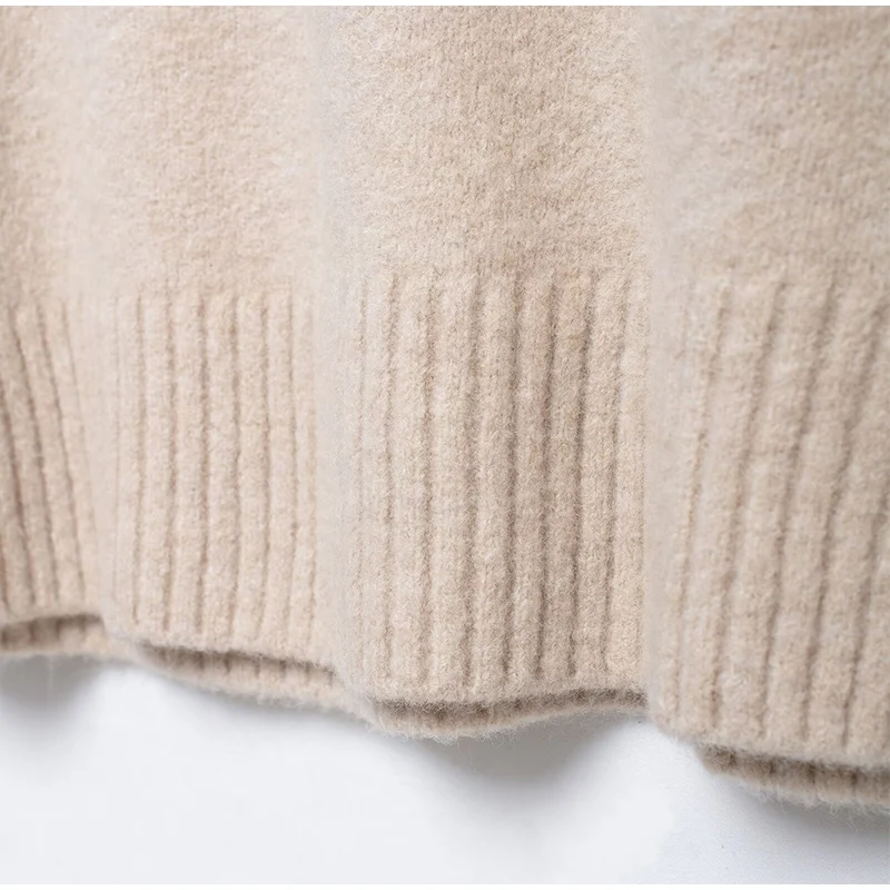 Casual Knitted O-neck Sweaters Women Retro Loose Solid Pullover Sweater Female Autumn Chic Elegant Street All-matching Tops
