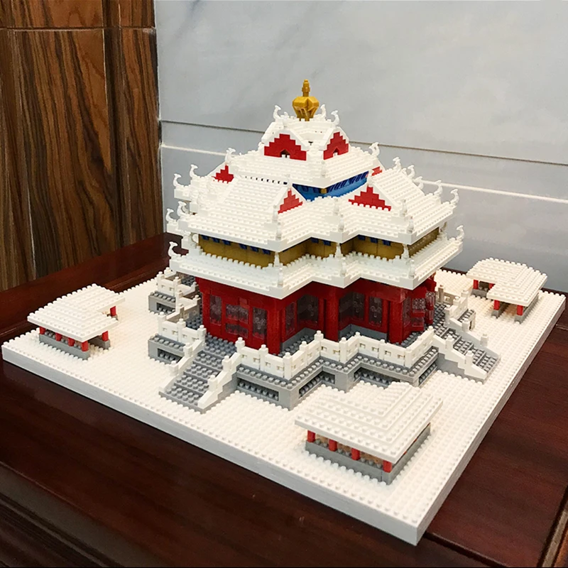 

Toy for Children World Architecture Snow Imperial Palace Turret Tower 3D Model DIY Mini Diamond Blocks Bricks Building