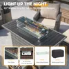 Patio Furniture Set with 44" Fire Pit Table, All-Weather Wicker Rattan Sofa Ottoman, 6 Pieces Outdoor Garden Sofa Sets 4