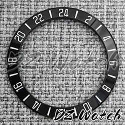 Enhanced Black & Blue Ceramic Bezel with Green Luminous GMT Ring - 39.25mm x 31.2mm for Fit 40mm Case (Black)