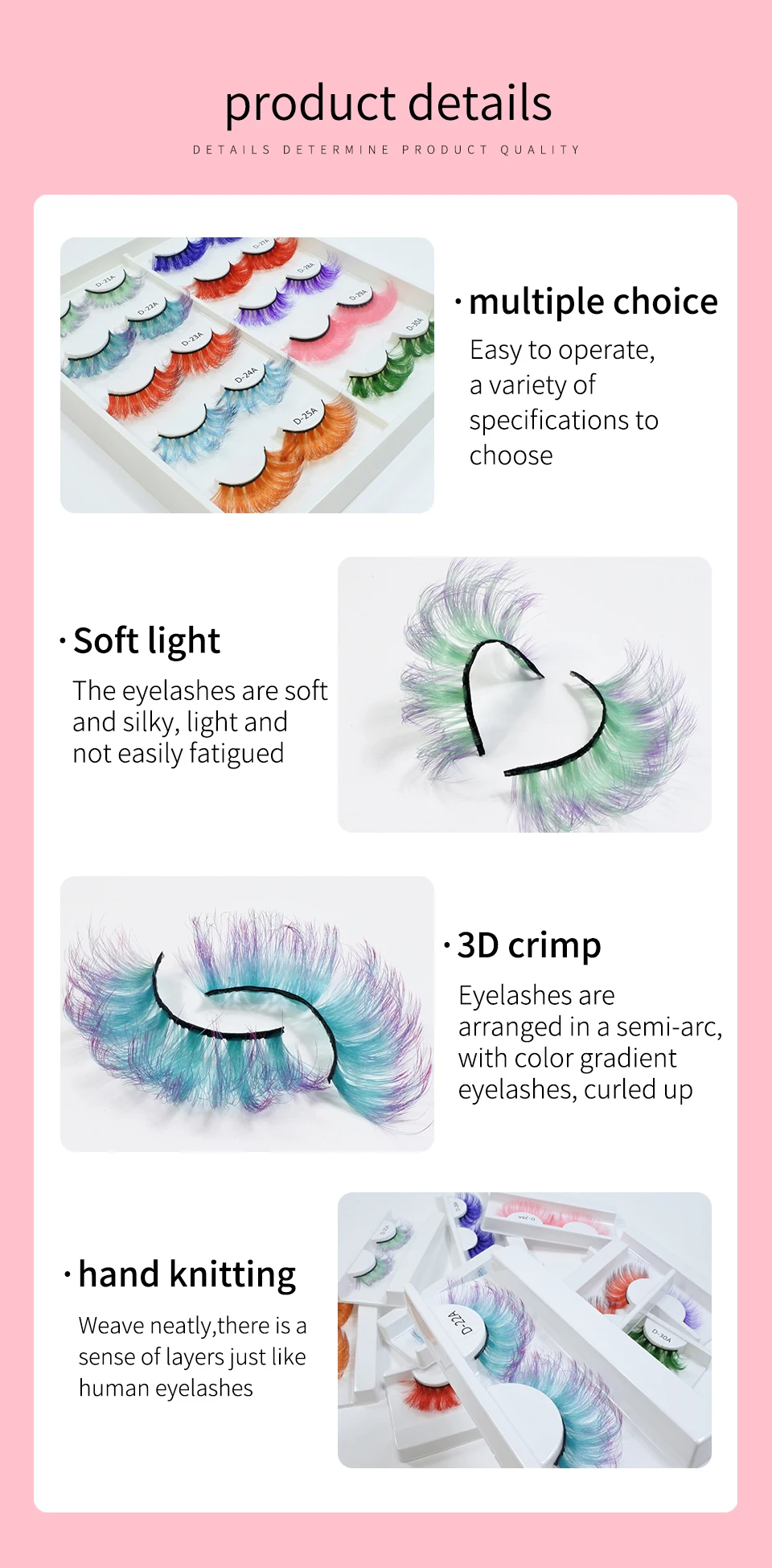 Colored Lashes Newest Gradient Green Blue Red False Eyelashes Dramatic Cosplay Party Faux Mink Color Eyelashes