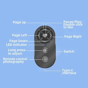 7 Buttons Remote Controller Rechargeable Bluetooth-Compatible Selfie Stick Camera Controller for Androide/iPhon Camera Control 5
