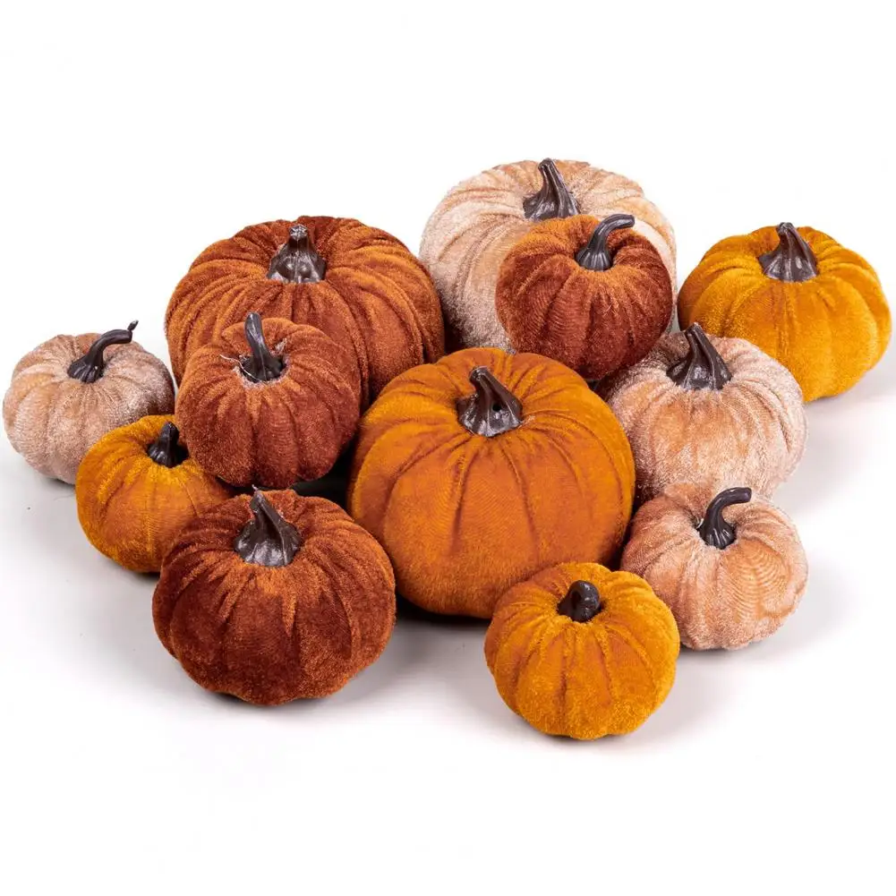 

Birthday Party Pumpkin Decor Velvet Foam Pumpkins for Thanksgiving Halloween Autumn