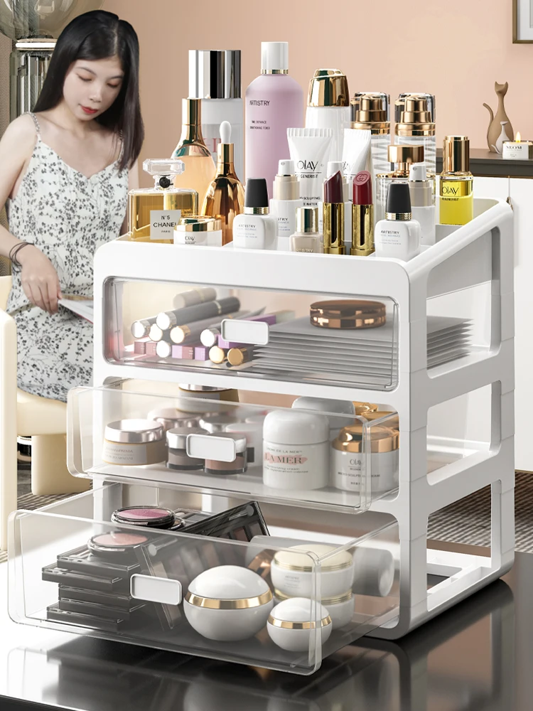 Makeup Case Jewelry Container Cosmetic Storage Box Makeup Organizer Drawers Desktop Organizer Makeup Brush Lipstick Holder 2