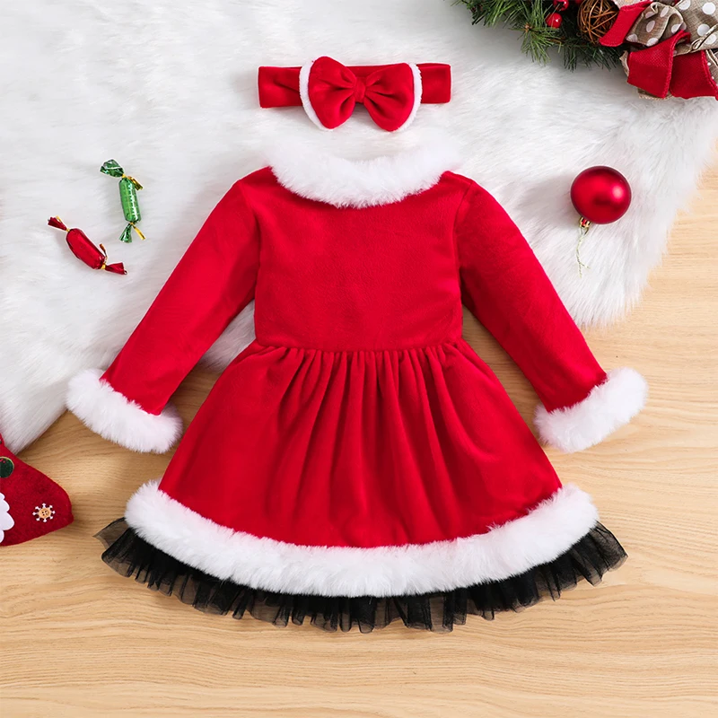 Santa Claus Baby Girl Holiday Outfit Baby Christmas Dress For
