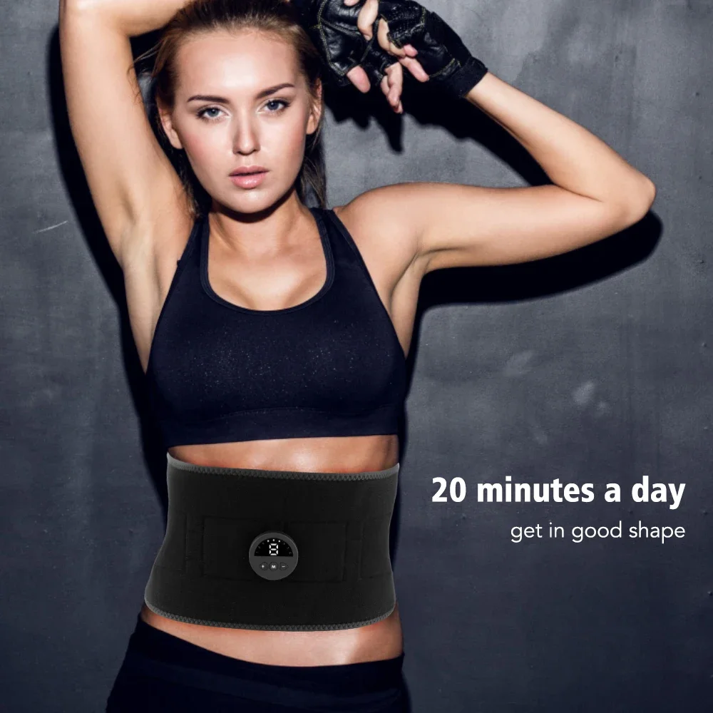 EMS Muscle Stimulator Abs Abdominal Trainer Toning Belt USB Recharge Body Belly Weight Loss Gym Fitness Equiment Unisex Couple