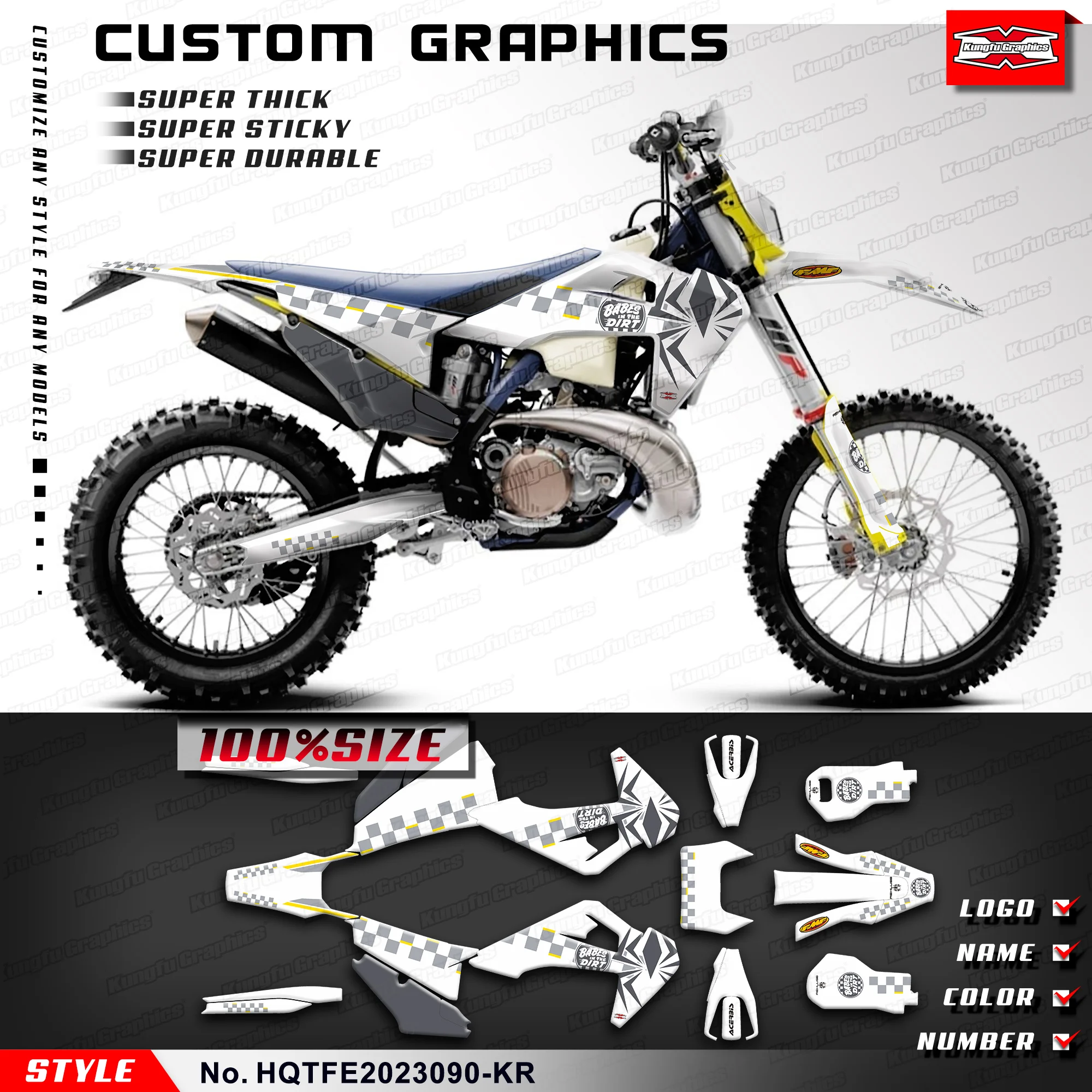 

KUNGFU Графический комплект наклеек, полный набор наклеек для Husqvarna TE FE TC FC TX FX FS 2019-2023, HQTFE2023090-KR