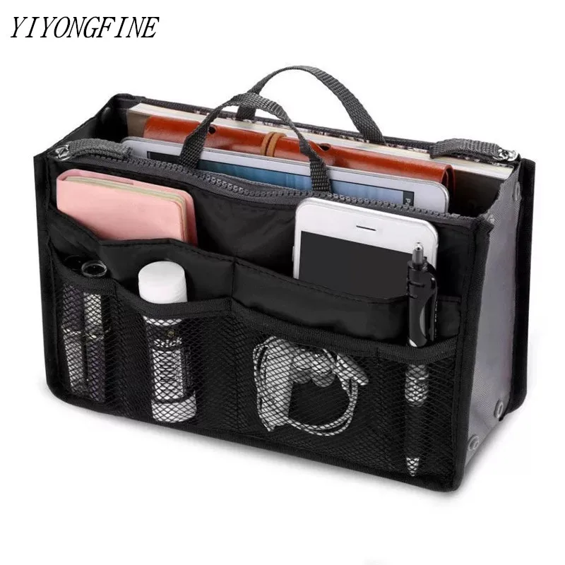 Nylon Cosmetic Bags for Women Tote Insert Double Zipper Makeup Bag Toiletries Storage Bag Girl Outdoors Travel Make Up Organizer,makeup organizer,cosmetic bag,cosmetic storage bag,toiletry bag,makeup bag,cosmetic case,purse organizer insert