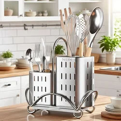 Stainless Steel Multifunctional Kitchen Utensil Organizer and Holder (GRAY)
