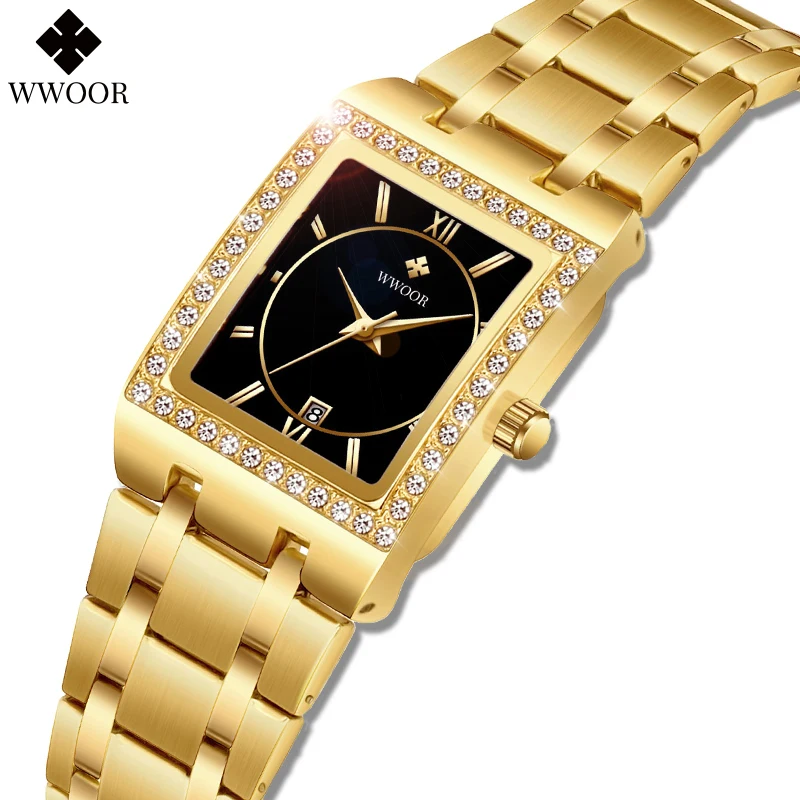 цена WWOOR New Gold Watch 8858 Women Watchs Steel Top Luxury Brand Ladies Bracelet Watches Female Clock Montre Femme Relogio Feminino