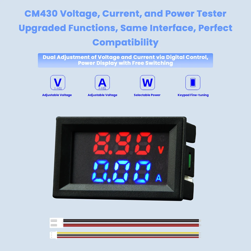 CM430 DC 4-30V 10A 전압계 전류계 0.28인치 LED 디지털 전압 전류 테스터 파워 미터 블루 + 레드 듀얼 디스플레이 전압 게이지