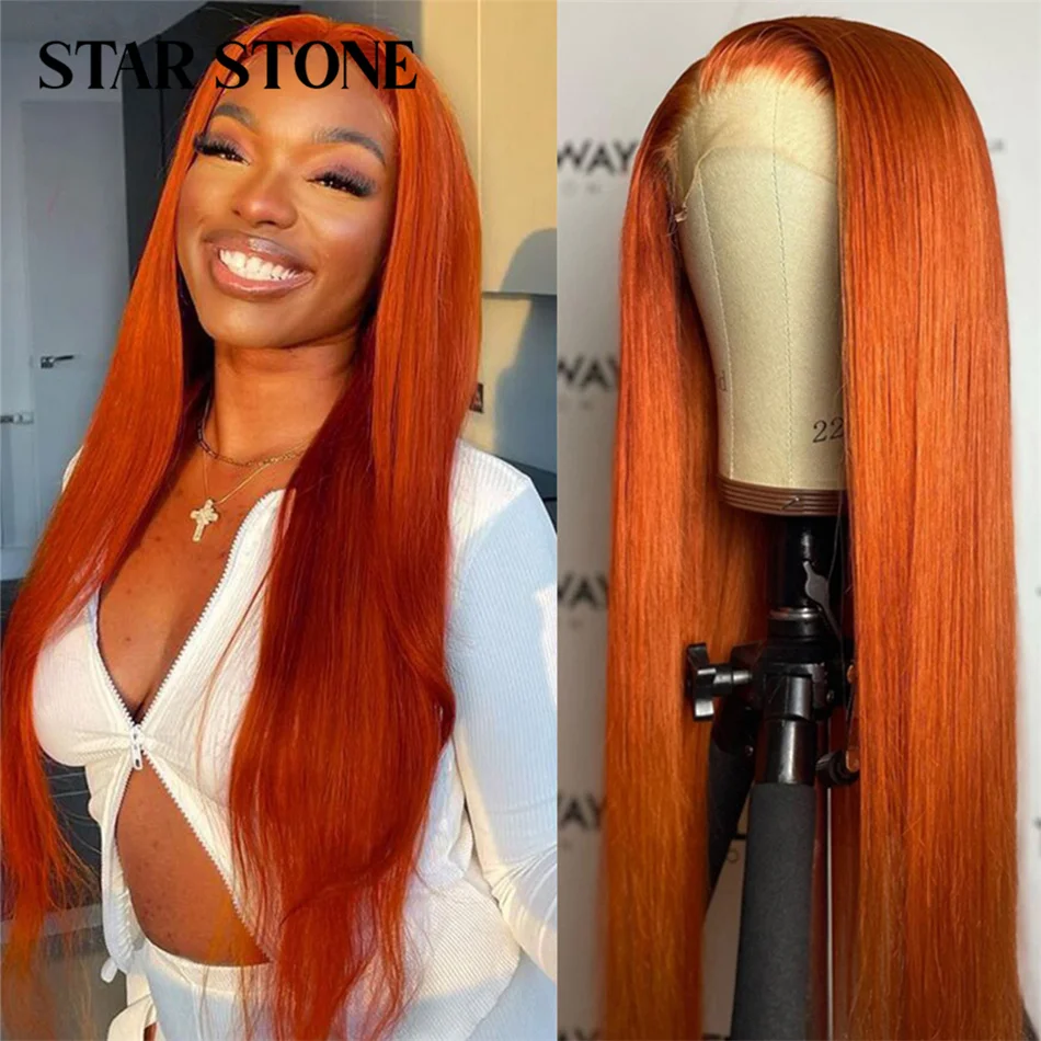 

Transparent HD Lace 13x6 Lace Frontal Wig Ginger Orange Straight Human Hair Wig For Black Women Pre Plucked 4x4 Lace Closure Wig