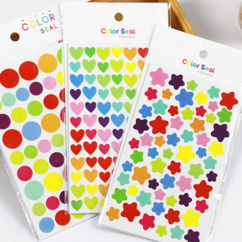 1Pcs/6sheet 작은 신선한 재미있는 색상 사랑 다섯개 별 모양 종이 장식 스티커 감사합니다 스티커 귀여운 미술 용품