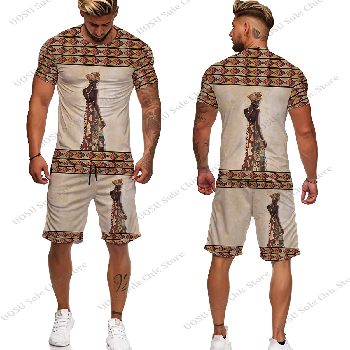 Man Summer Short Sleeve Africa Print Tees/Shorts/Suits Folk-Custom T Shirt Shorts Tracksuit Set African Clothes For Men Oversize