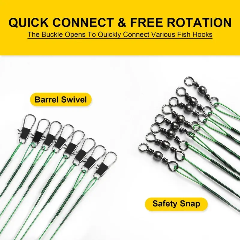 Fishing Accessories 20PCS Sliver Anti Bite Steel Fishing Line Steel Wire Leader With Swivel Lead Core Leash Wire 15CM-30CM