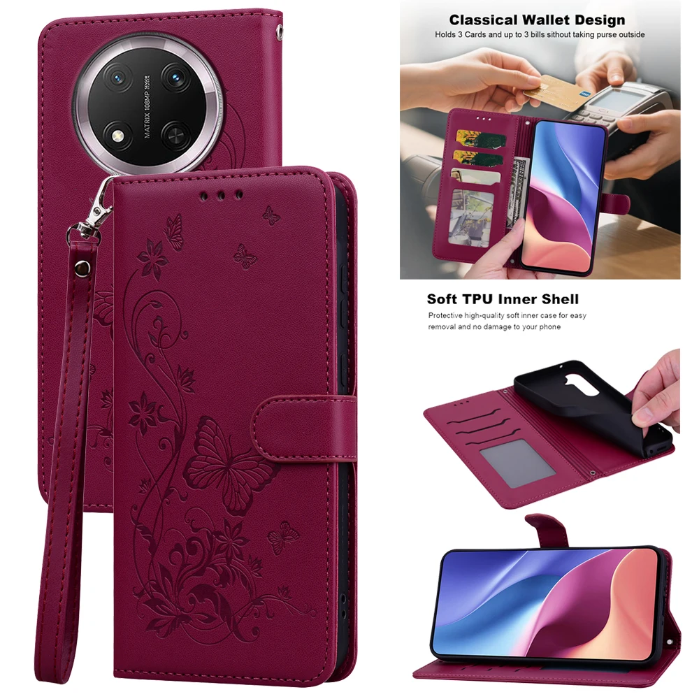 Elegant Leather Wallet Flip Phone Case - Universal Design Cover