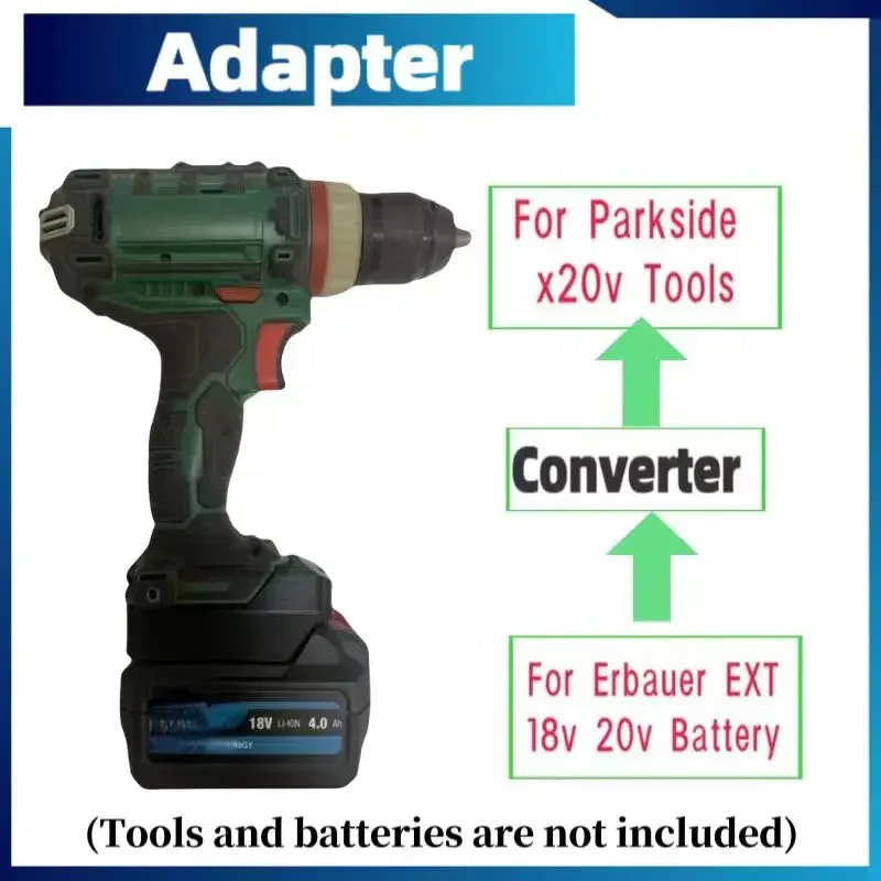 Per Erbauer Convertitore Adattatore Compatibile Con Batteria Da 18V A Utensili Elettrici Lidl Parkside X20V (Non Includere Strumenti E Batteria)