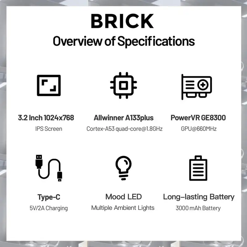 BRICK Handheld Game Console 256GB Portable Linux Video Game Console 3.2Inch 1024X768 IPS Screen Retro Controller A