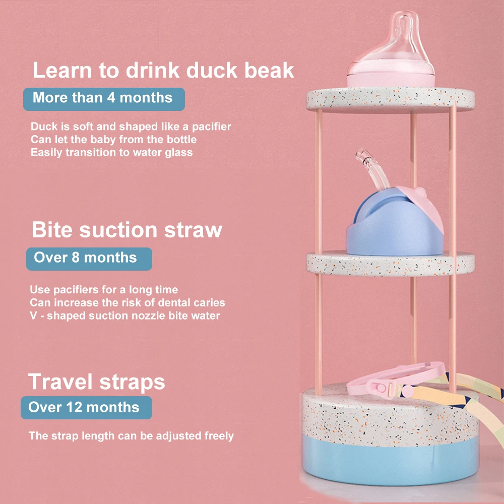 240ML baby bottles feeding bottle baby wide-caliber milk bottle with straw handle newborn straw BPA free