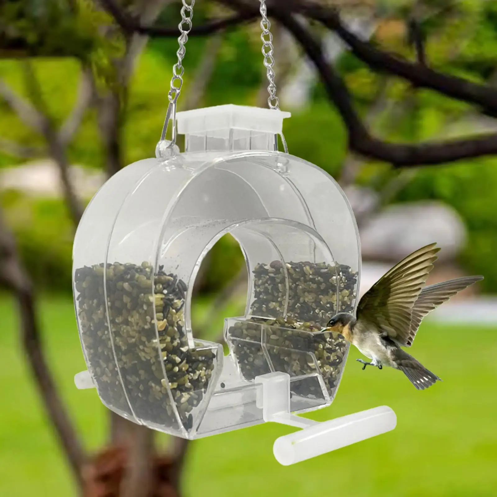 Clear Acrylic Window Feeders Wild Bird Feeders for Outdoor Hanging for Garden Yard with Hangable Chain