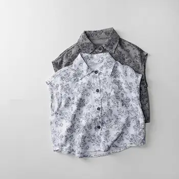 2025 Summer New Children Sleeveless Shirts Thin Cotton Boys Fashion Print Shirts Kids Girls Versatile Loose Tops Baby Clothes