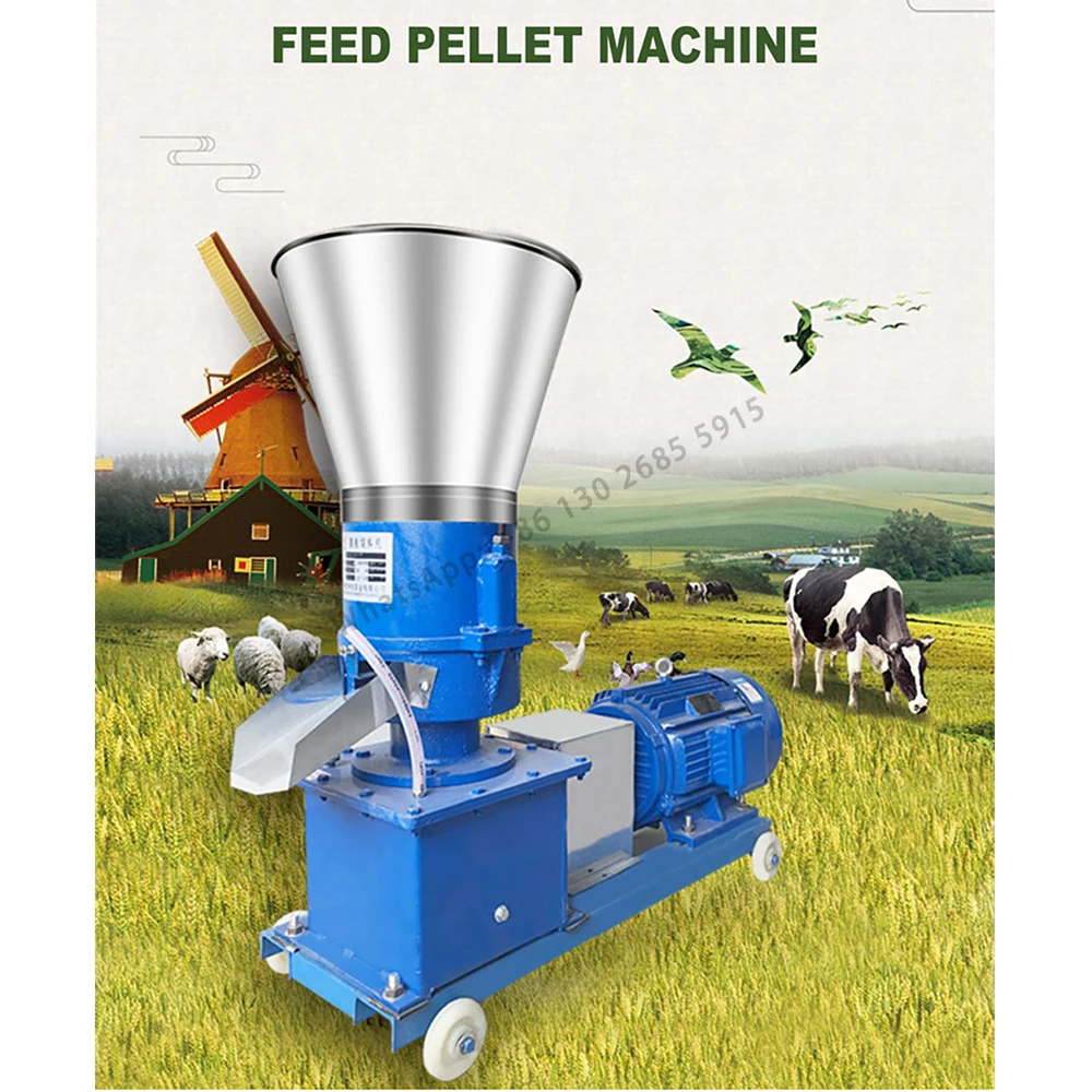 100-150kg/h Pellet Machine Pelletizer Animal Feed Food Pellet Making Machine Farming Burning Particles Granulator with a Motor