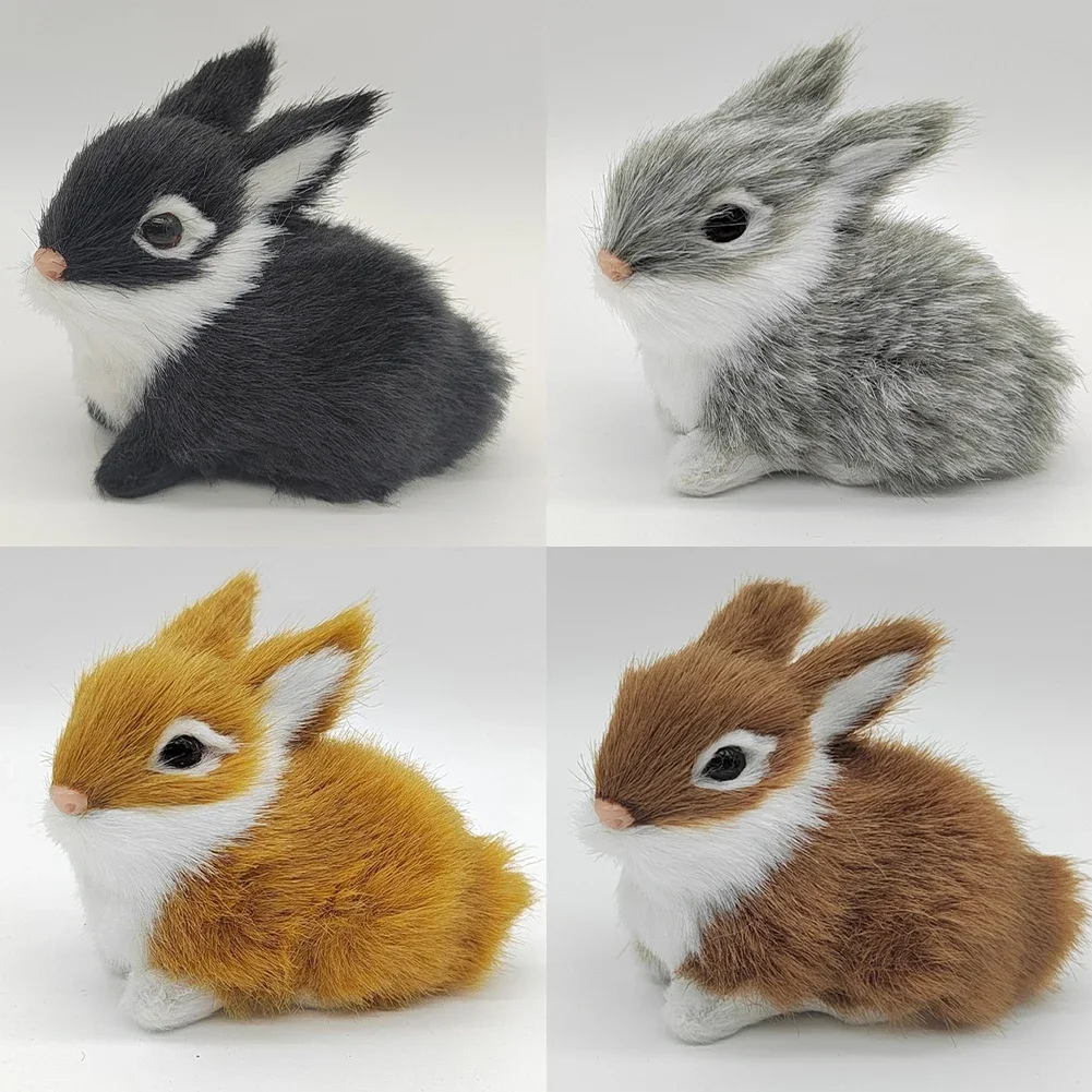 1pcs Mini Simulated Rabbit Animal Model Rabbit Household Decorations Rabbit Fur Crafts Gifts Living Room Decoration