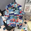 Men Street Fashion Summer Daily Shirt Hawaiian Cartoon Print Casual Loose Shirts Short Sleeve Beach Loose Tops 5