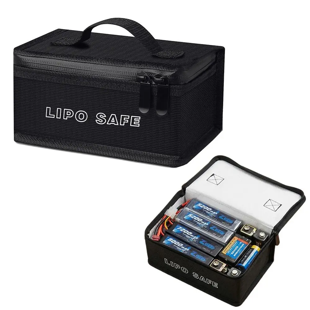 Sac de Sécurité LiPo Ignifuge 17x11x8.5cm - Argent/Noir