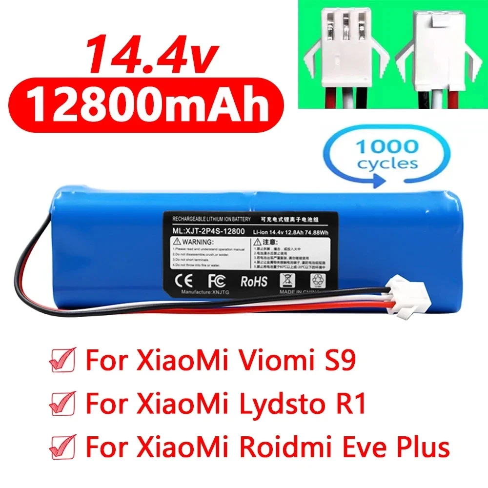 

Batería de litio recargable para XiaoMi Lydsto R1, accesorio de 14,4 V y 12800mah, adecuada para reparación y reemplazo