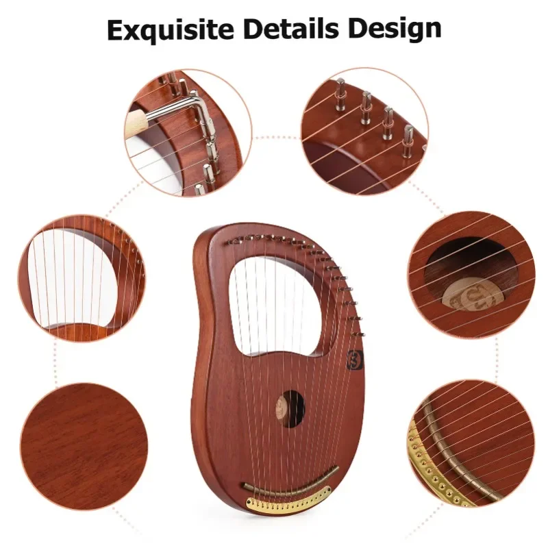 WH-16 16 String Wooden Harp Metal String Solid Wood Instrument Beginners Teach Themselves To Play The Lyre