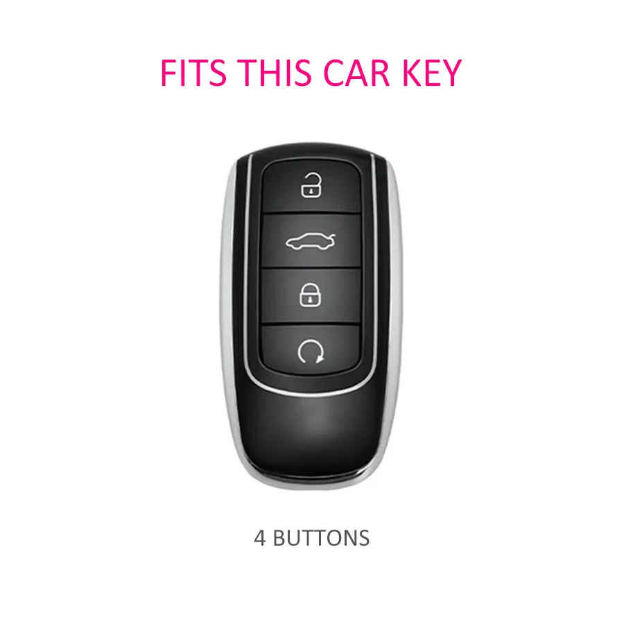 Sleek Black Transparent Car Key Fob Case with Keychain - Stylish and Durable Auto Accessory