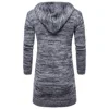 Men's Hooded Knitted SweaterX-Long Sweater Knit Sweater Jackets Solid Color Sweatercoat 3
