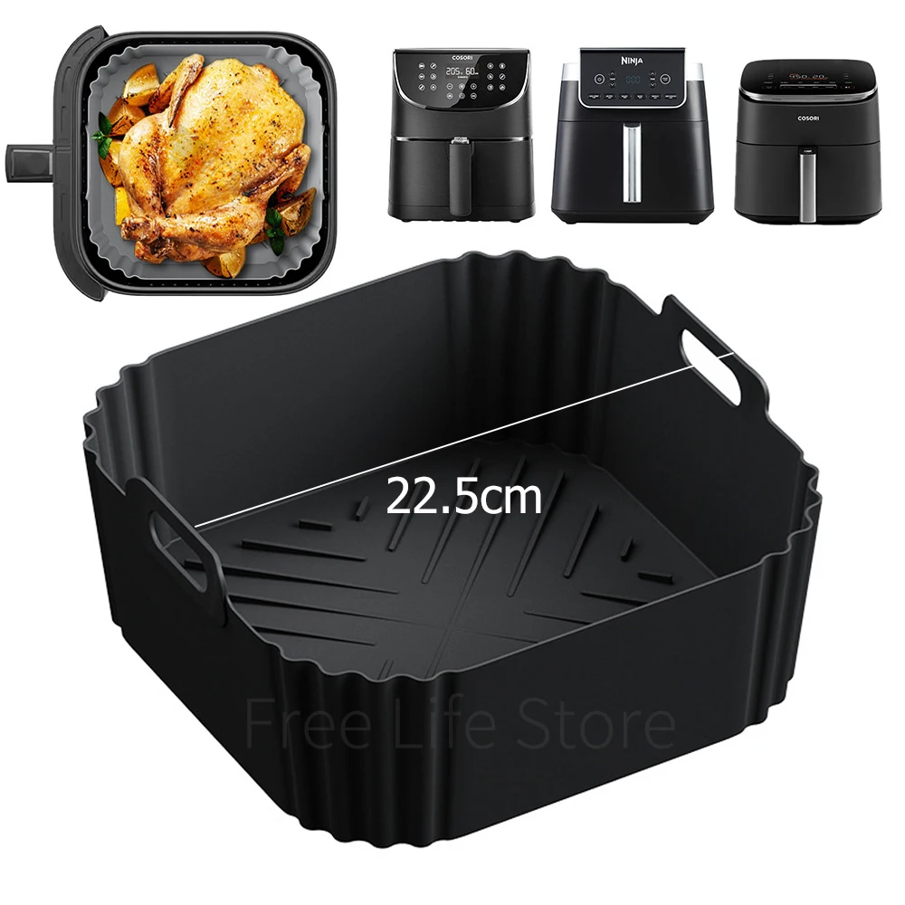 Square Silicone Air Fryer Liners for Ninja AF141 AF140 AF181 AF180 Reusable Baking Basket 5-8QT Accessories