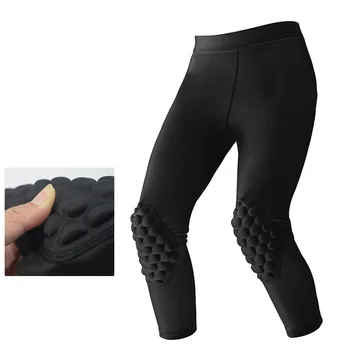 Children Anti-collision Sports Pants Compression Knee Protector 3/4 Length Leggings Football Basketball Kids Training Sportswear 1