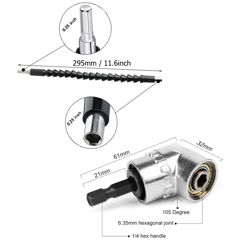 DEWALT Right Angle Drill Adaptor, FlexTorq, 4-in-1 System, Compact - Foto 3