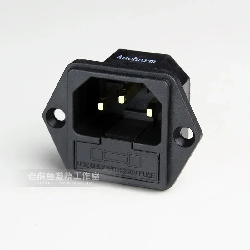 1pcs/5pcs Aucharm copper gold plated two-in-one power tailstock fever HIFI amplifier AC power socket with fuse holder
