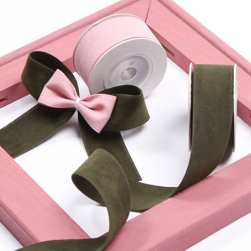 5 Yards/Roll 25 38mm Solid Color Double Face Suede Blank Pressing Velvet Ribbon for DIY Bows for Crafts Clothing Accessories ribbon decoration ribbon supplies velvet ribbon sewing ribbon