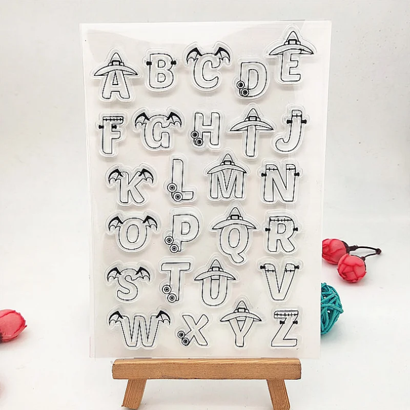 

Kawaii Alphabet Transparent Silicone Finished Stamp Journal DIY Scrapbook Rubber Coloring Embossed Stencils Decoration Reusable