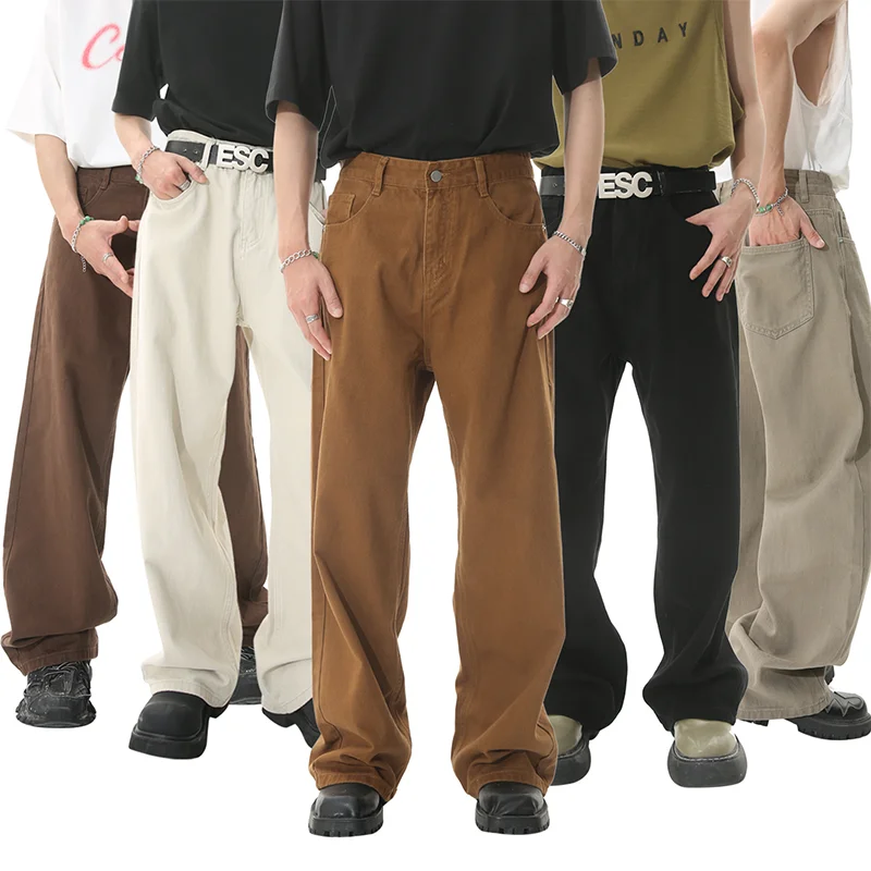 

2023 Four Seasons Straight Tube Liberally Simplicity Jeans Middle Waist Youthful Popularity Zippers Korean Edition Pants