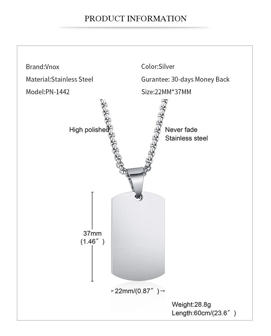 Vnox Männer Hundemarke Container Anhänger Halskette, Edelstahl Feuerbestattung Urne Schmuck, Asche Trichter Füllset Zubehör – Detail 3