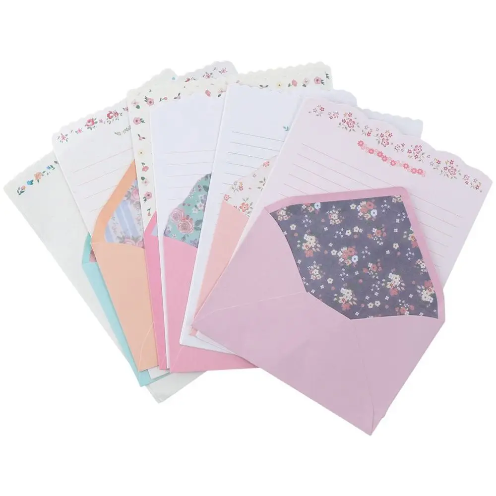 Retro Stationery Paper 12PCS Envelopes 24PCS Lined Writing Paper Letter Stationery Set Vintage Floral Envelopes Set