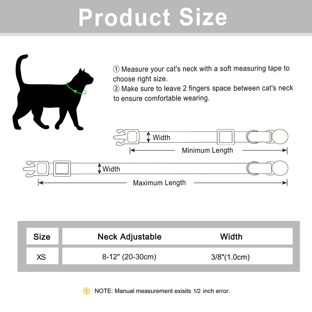 Personalized Cat Collar Adjustable Puppy Dog Collars With Safety Buckle Free Engraved ID Nameplate Bell Anti-lost Kitten Collars 6