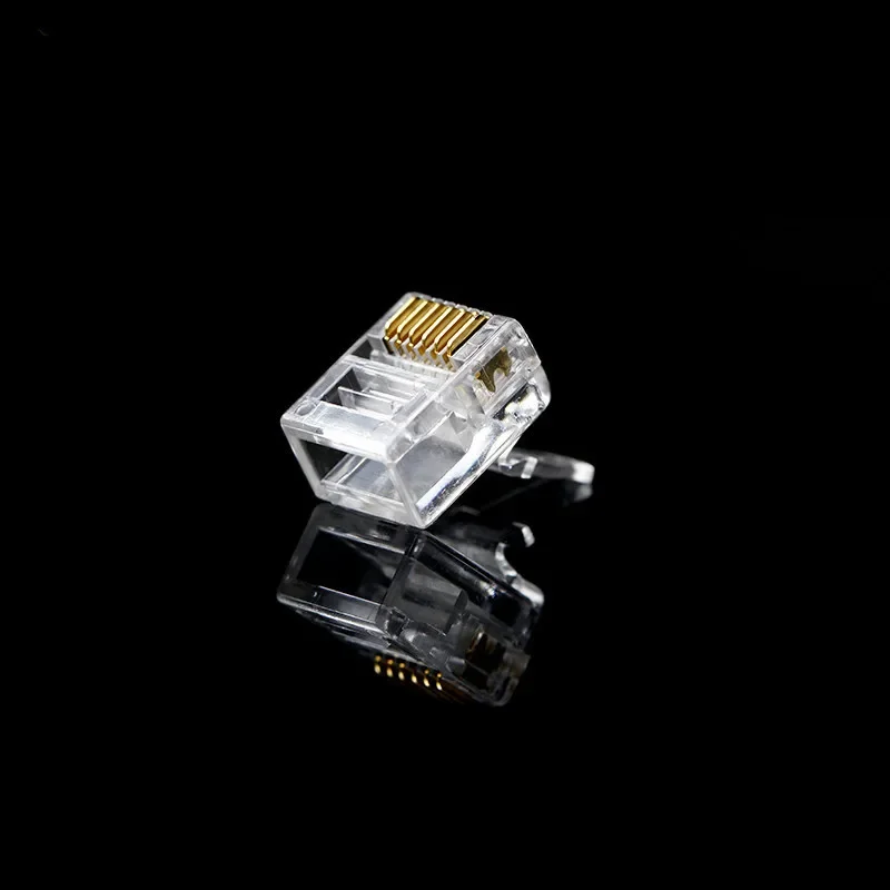 Plugue de Cabo de Telefone Modular Banhado a Ouro Rede Crimp Conector Rj12 6p6c Plugues de Cristal Conectores de Telefone por Atacado - Imagem 4