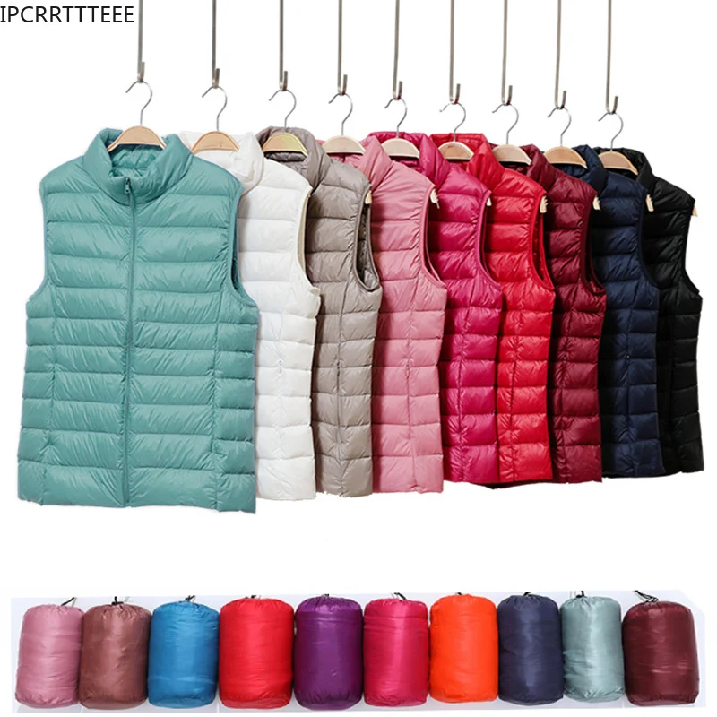 

2023 New Autumn Winter Women Down Vest Coat Ultralight Duck Down Vest Jacket Portable Female Waistcoat