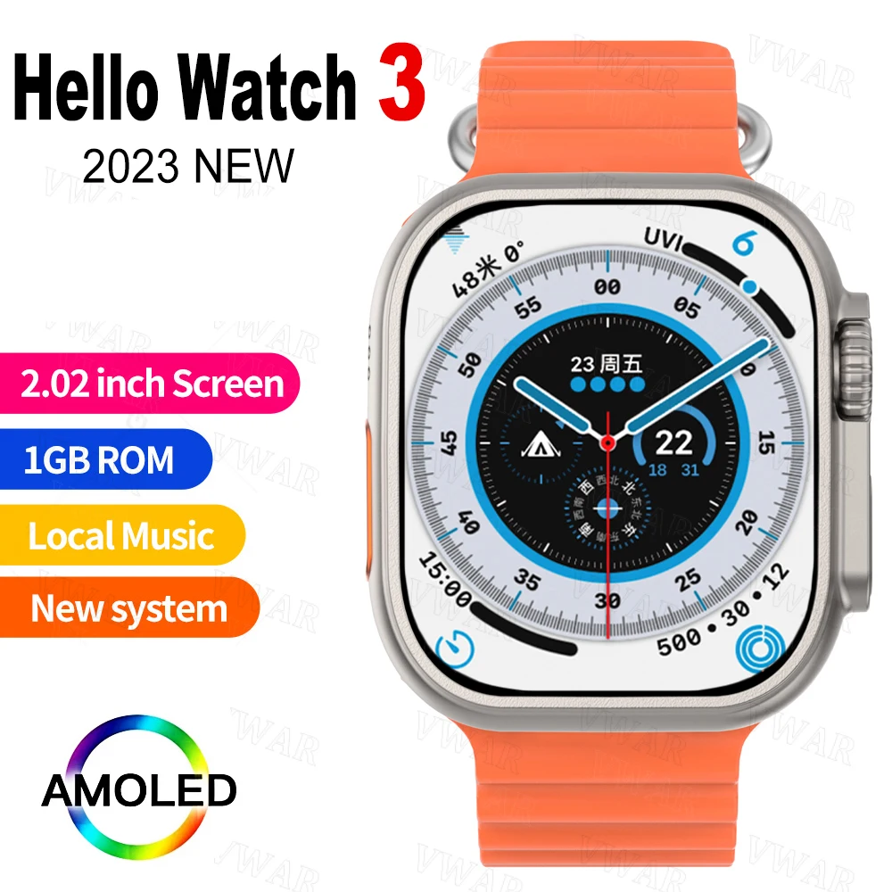 2023NEWHelloWatch3SmartWatchUltraSeries8AMOLEDScreen49mm