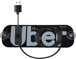Car LED Light Sign with USB Interface - Blue Light Switch for Easy Nighttime with Suction Cups for Window Glass Adsorption