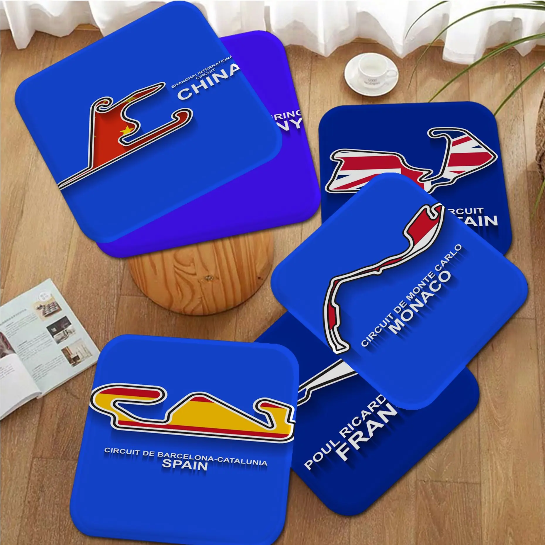 Formula 1 Race Track Round Plush Cushion Home Back Cushion Soft